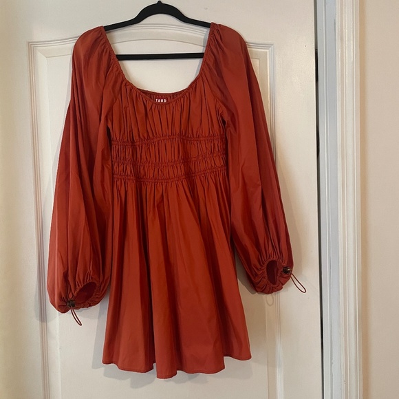 Staud Bow Puff-Sleeve Mini Dress - Picture 1 of 2